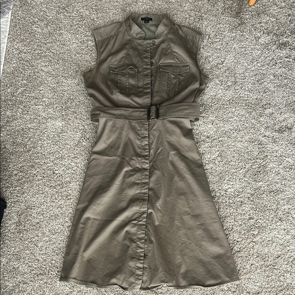 Ann Taylor Olive Green Sleeveless Dress